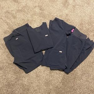 Figs Women’s Scrubs: Night Sky (dark grey/pewter/charcoal). Two pairs.